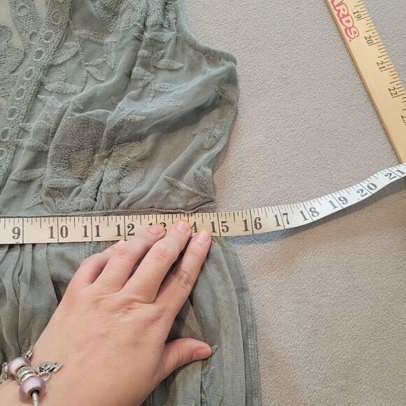 Wishlist Sage Green Lace Maxi Romper Event Graduation Dress Size Large - Picture 7 of 11